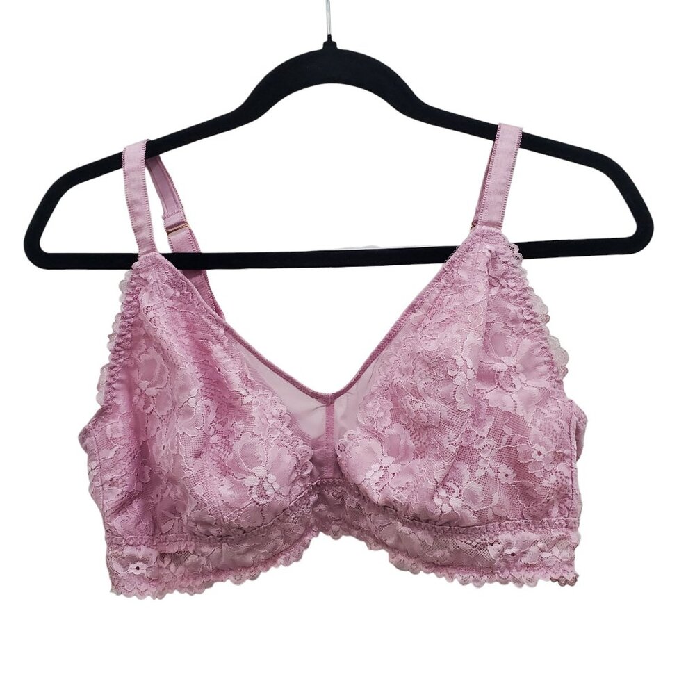 Savage x‎ Fenty Pale Baby Pink Semi Sheer Mesh Lace Wireless Bralette Plus 1X